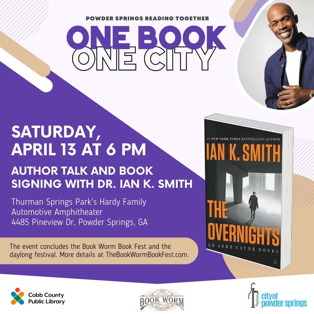 One Book One City 2024 advertisement with text and photo of Dr. Ian K. Smith