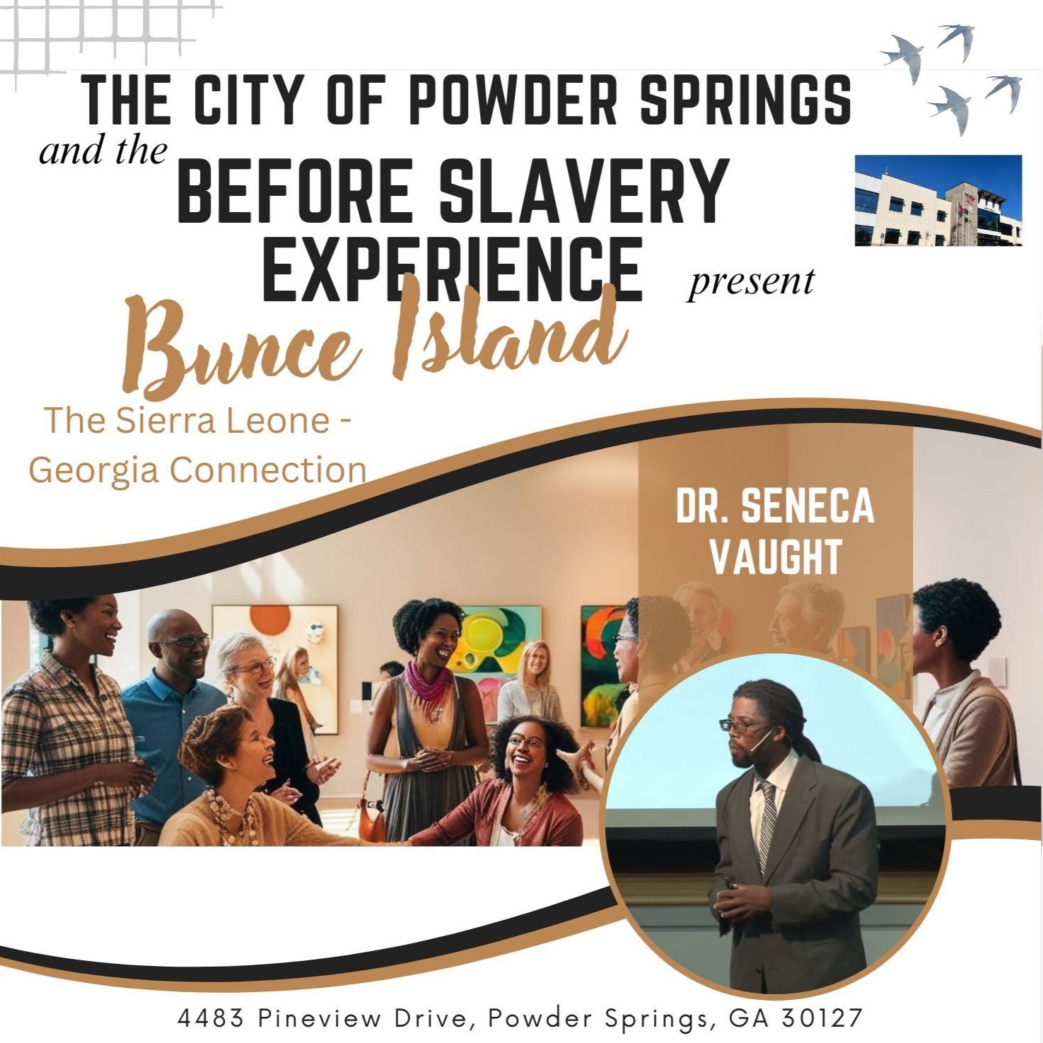 Image advertising the Before Slavery exhibit at Powder Springs City Hall