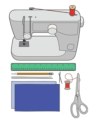 Image showing the items needed to sew a face mask. From Centers for Disease Control and Prevention