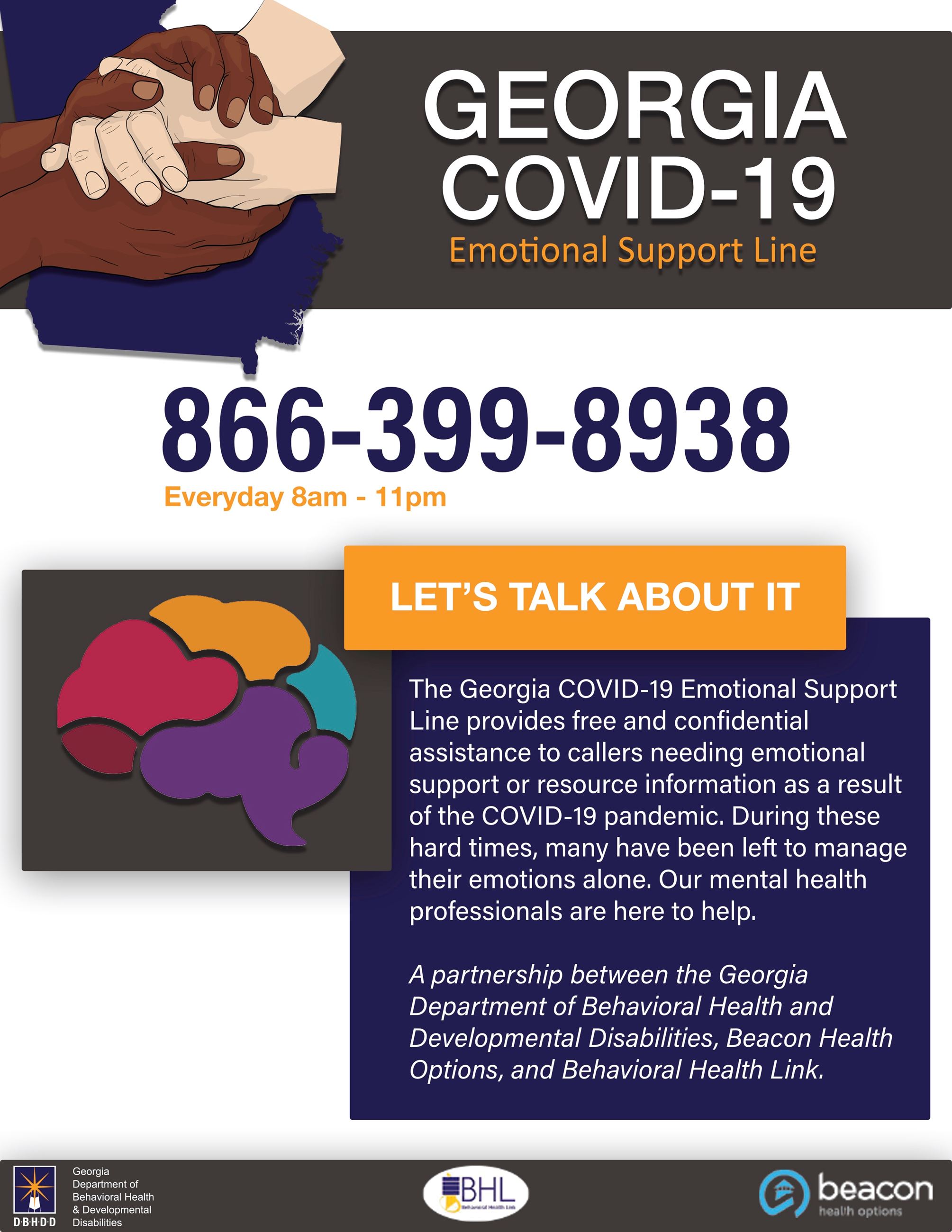 Georgia COVID-19 Emotional Support Line Flyer